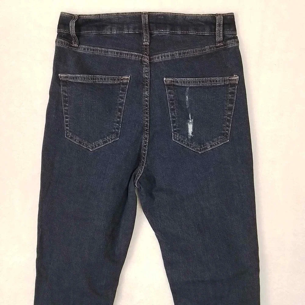 Wild Fable Highest Rise Skinny‎ Jeans Sz 4 Dark Wash Distressed Raw Hem Stretch